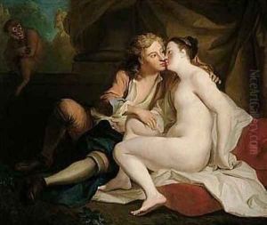 Youth Kissing an Unclad Young Woman by Louis de Silvestre