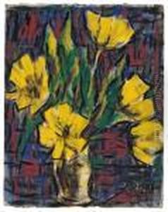 Gelbe Tulpen In Heller Vase by Christian Rohlfs