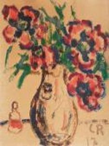 Blumenstilleben (roter Mohn In Einer Hohen Vase) by Christian Rohlfs