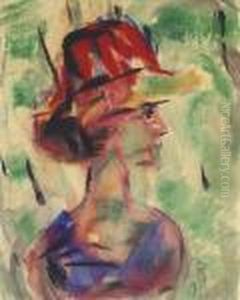 Weibliches Portrat (vermutlich Helene Rohlfs) by Christian Rohlfs