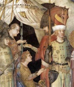 Saint Martin Renounces his Weapons (detail-2) 1312-17