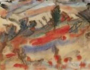Aquarell Und Tuschfederzeichnung
 Auf Chamoisfarbenem Velin, An Den Ober- Und Unterkanten Auf Braunes 
Papier 22,1 X 28,5 Cm Montiert, Unter Glas Gerahmt. Unten Rechts Braun 
Monogrammiert Cr Sowie Ruckseitig Auf Dem Unterpapier Mit Bleistift 
Signier