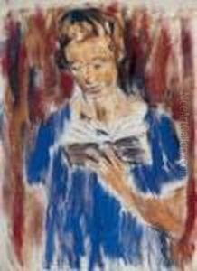 Portratskizze (lesende Frau, Stehend)