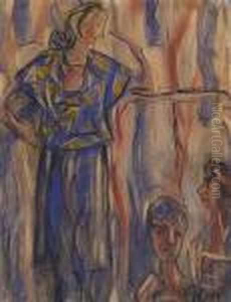 Dame Im Blauen Kleid - view 1