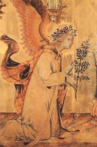 The Annunciation and the Two Saints (detail-1) 1333