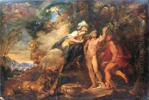 Prometheus fashioning man from clay in the presence of Minerva