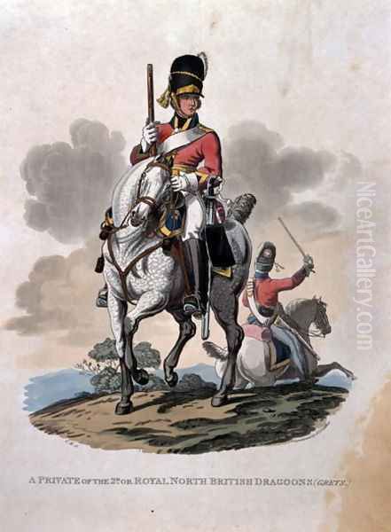 A Private of the 2nd, or Royal Northern British Dragoons (Greys) from Costumes of the Army of the British Empire, according to the last regulations 1812, engraved by J.C. Stadler, published by Colnaghi and Co. 1812-15 - view 1