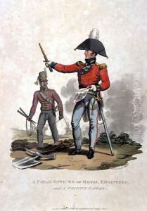 A Field Officer of Royal Engineers and a Private Sapper, from Costumes of the Army of the British Empire, according to the last regulations 1812, published by Colnaghi and Co. 1812-15 by Charles Hamilton Smith