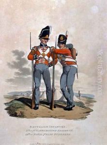 Battalion Infantry 6th Regiment and 23rd or Royal Welsh Fusiliers, from Costumes of the Army of the British Empire, according to the last regulations 1812, engraved by J.C. Stadler, published by Colnaghi and Co. 1812-15 by Charles Hamilton Smith