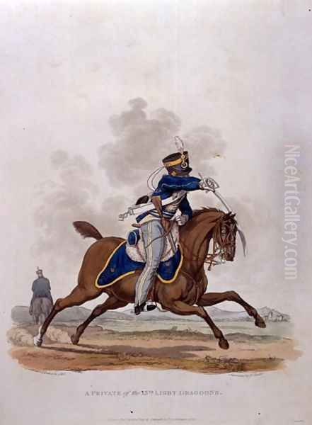 A Private of The 13th Light Dragoons, from Costumes of the Army of the British Empire, according to the last regulations 1812, engraved by J.C. Stadler, published by Colnaghi and Co. 1812-15 - view 1