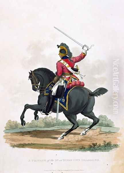 A Private of the 3rd, or Kings Own Dragoons, from Costumes of the Army of the British Empire, according to the last regulations 1812, engraved by J.C. Stadler, published by Colnaghi and Co. 1812-15 - view 1