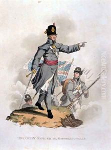 Infantry Officer in Marching Order, from Costumes of the Army of the British Empire, according to the last regulations 1812, engraved by J.C. Stadler, published by Colnaghi and Co. 1812-15 by Charles Hamilton Smith