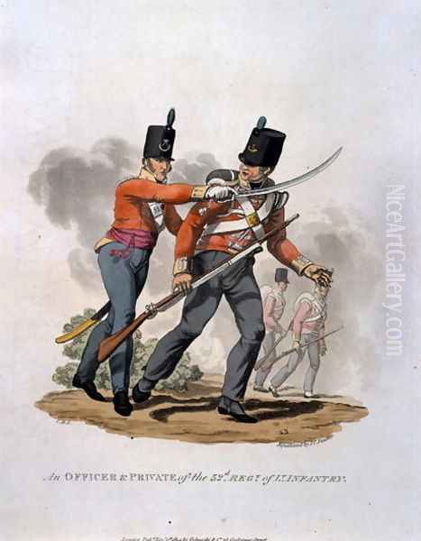 An Officer and Private of the 53rd Regiment of Light Infantry, from Costumes of the Army of the British Empire, according to the last regulations 1812, engraved by J.C. Stadler, published by Colnaghi and Co. 1812-15 - view 1