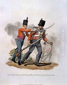 An Officer and Private of the 53rd Regiment of Light Infantry, from Costumes of the Army of the British Empire, according to the last regulations 1812, engraved by J.C. Stadler, published by Colnaghi and Co. 1812-15 by Charles Hamilton Smith