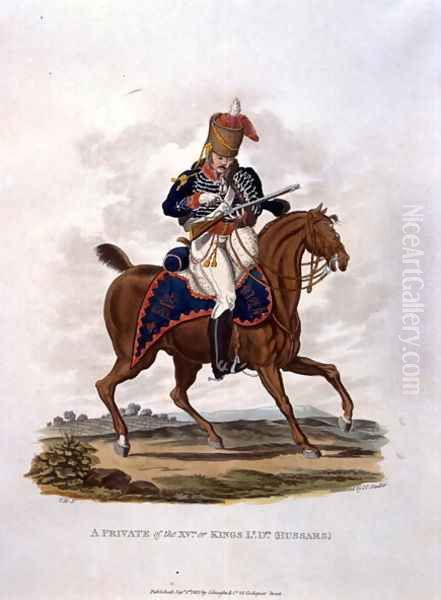 A Private of the 15th, or Kings Hussars, from Costumes of the Army of the British Empire, according to the last regulations 1812, engraved by J.C. Stadler, published by Colnaghi and Co. 1812-15 - view 1