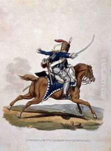 A Private of the 7th, or Queens Own Hussars, from Costumes of the Army of the British Empire, according to the last regulations 1812, engraved by J.C. Stadler, published by Colnaghi and Co. 1812-15 by Charles Hamilton Smith