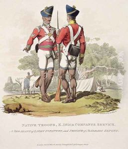 Native Troops in the East India Companys Service a Sergeant of Light Infantry and a Private of the Madras Sepoys, engraved by Joseph Constantine Stadler, 1815 by Charles Hamilton Smith