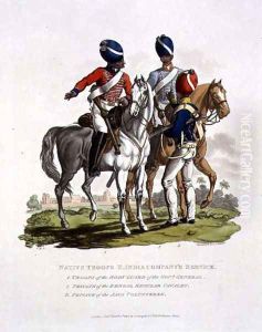 Native Troops in the East India Companys Service a Trooper of the Body Guard of the Governor General, a Private of the Bengal Regular Cavalry and a Private of the Java Voluntary, engraved by Joseph Constantine Stadler, 1815 by Charles Hamilton Smith