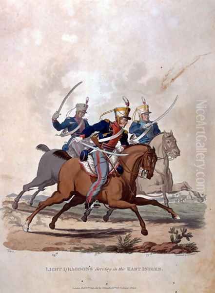 Light Dragoons serving the East Indies, from Costumes of the Army of the British Empire, according to the last regulations 1812, engraved by J.C. Stadler, published by Colnaghi and Co. 1812-15 - view 1