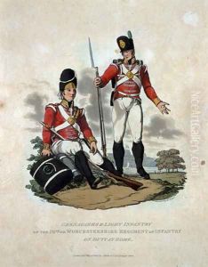 Grenadiers and Light Infantry of the 29th or, Worcestershire Regiment of Infantry on Duty at Home, from Costumes of the Army of the British Empire, according to the last regulations 1812, engraved by J.C. Stadler, published by Colnaghi and Co. 1812-15 by Charles Hamilton Smith