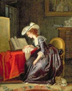 Woman Reading a Book by Jean-Frederic Schall
