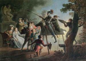 Don Quixote and Sancho Panza on a Wooden Horse by Jean-Frederic Schall