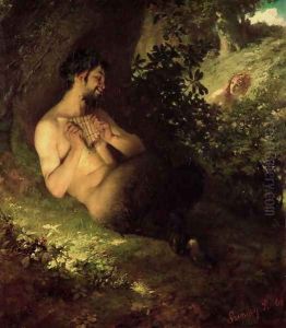 Faun and Nymph, 1868 by Pal Merse Szinyei