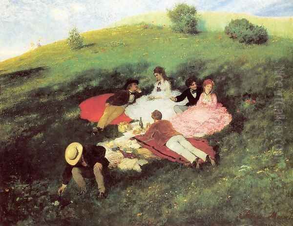 Picnic in May 1873 by Pal Merse Szinyei