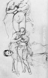 Sketch of Paganism with the figure of Ninon Szinyei Merse 1869 by Pal Merse Szinyei