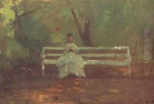 On a Garden Bench sketch 1873 by Pal Merse Szinyei