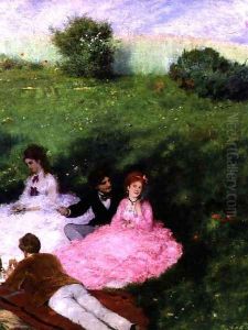 Picnic in May (detail) by Pal Merse Szinyei