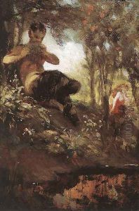Faun and Nymph study 1867 2 by Pal Merse Szinyei