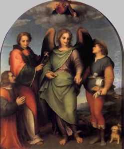 Tobias and the Angel with St Leonard and Donor 1512 by Andrea Del Sarto