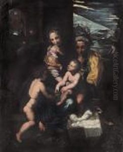 Sacra Famiglia Con Santa Elisabetta E San Giovannino by Giulio Romano (Orbetto)