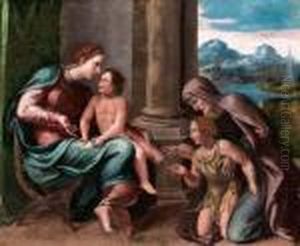Madonna Bimbo Sant""""anna E San Giovannino by Giulio Romano (Orbetto)