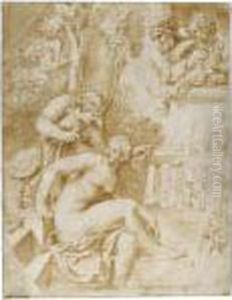 David Observing Bathsheba Bathing by Giulio Romano (Orbetto)