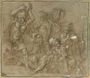 Menelas Et Diomede Protegeant Le Corps De Patrocle by Giulio Romano (Orbetto)