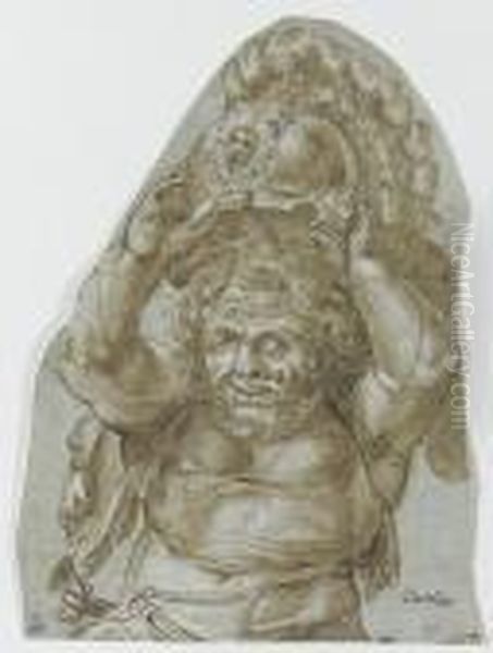 A Dwarf Carrying A Soldier's Helmet - view 1