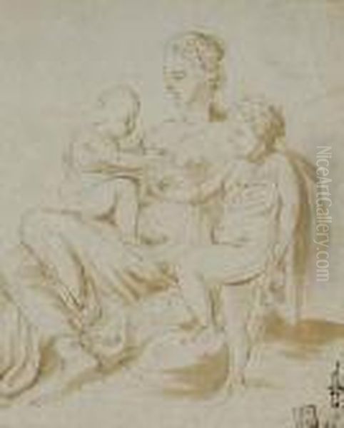 A Seated Mother And Her Two Children - view 1