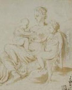 A Seated Mother And Her Two Children A Seated Mother And Her Two Children