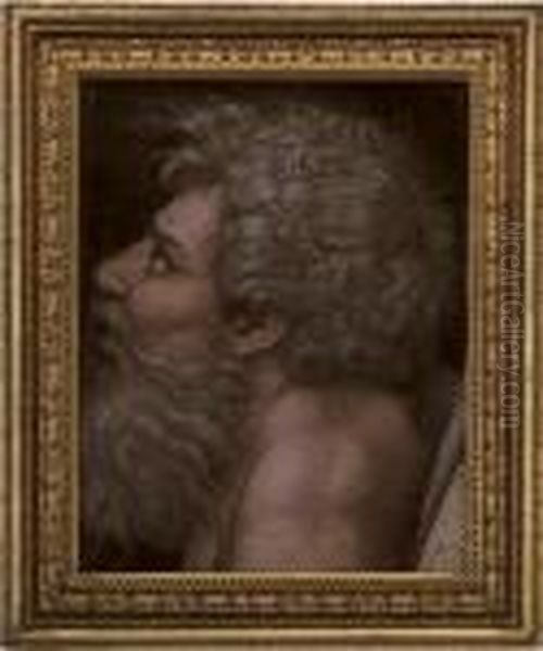 Head Of A Bearded Man Looking Up To The Left - view 1