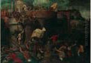 La Prise D'une Ville Dans Un Encadrement Peint by Giulio Romano (Orbetto)