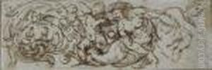 A Design For A Frieze With Putti And Other Figures by Giulio Romano (Orbetto)