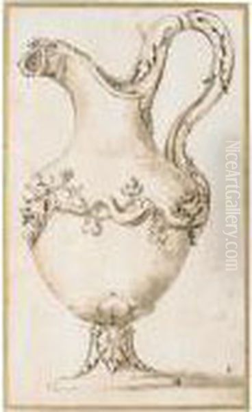 Design For A Ewer With Acanthus Leaves And The Head Of A Faun - view 1
