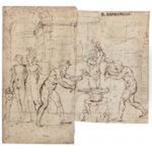 Recto : Venus, Cupid And Aeneas At The Forge Of Vulcan Verso : A Seated Figure