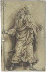 A Soldier Holding A Spear, Looking Up To The Left by Giulio Romano (Orbetto)
