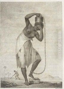 A Female Negro Slave, with a Weight chained to her ankle, from Narrative of a Five Years Expedition against the Revolted Negroes of Surinam, in Guiana, on the Wild Coast of South America, from the year 1772 to 1777, engraved by Francesco Bartolozzi