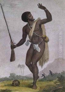 Rebel Slave Armed and on his Guard, from Narrative of a Five Years Expedition against the Revolted Negroes of Surinam 1772-77, engraved by Bartolozzi, published 1794