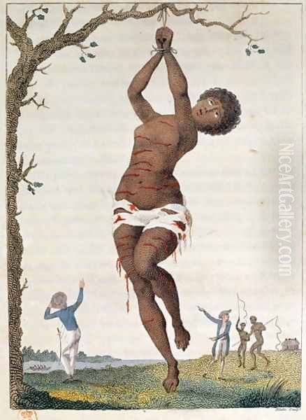 Flagellation of a Female Samboe Slave, 1793, plate 36 from Narrative of a Five Years Expedition against the Revolted Negroes of Surinam, engraved by William Blake 1757-1827, pub. 1796 - view 1