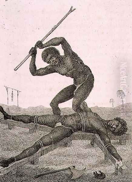 The Execution of Breaking on the Rack, 1793, plate 72 from Narrative of a Five Years Expedition against the Revolted Negroes of Surinam, pub. 1806 - view 1